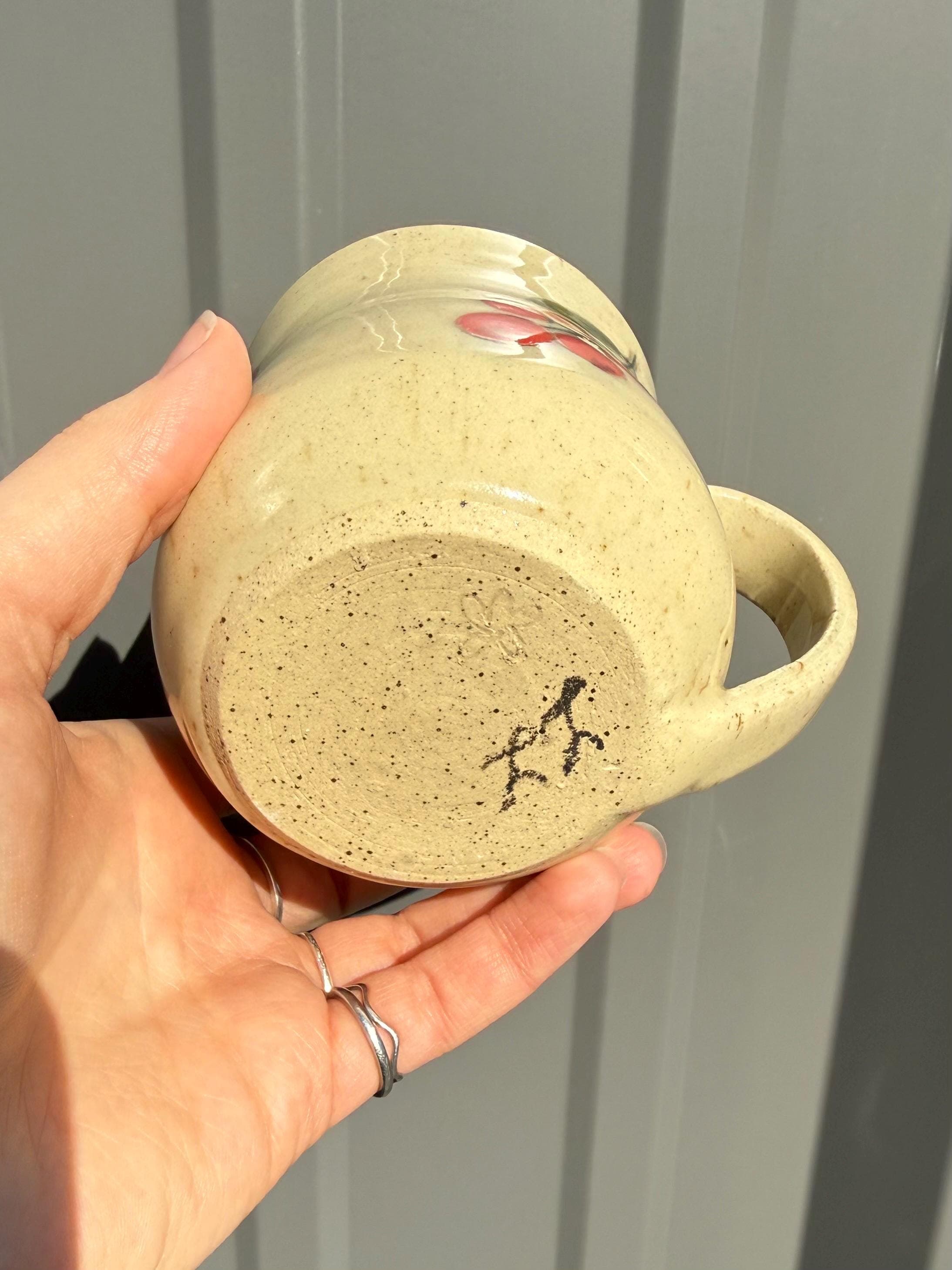 Hand Painted Cranberry Ceramic Mug