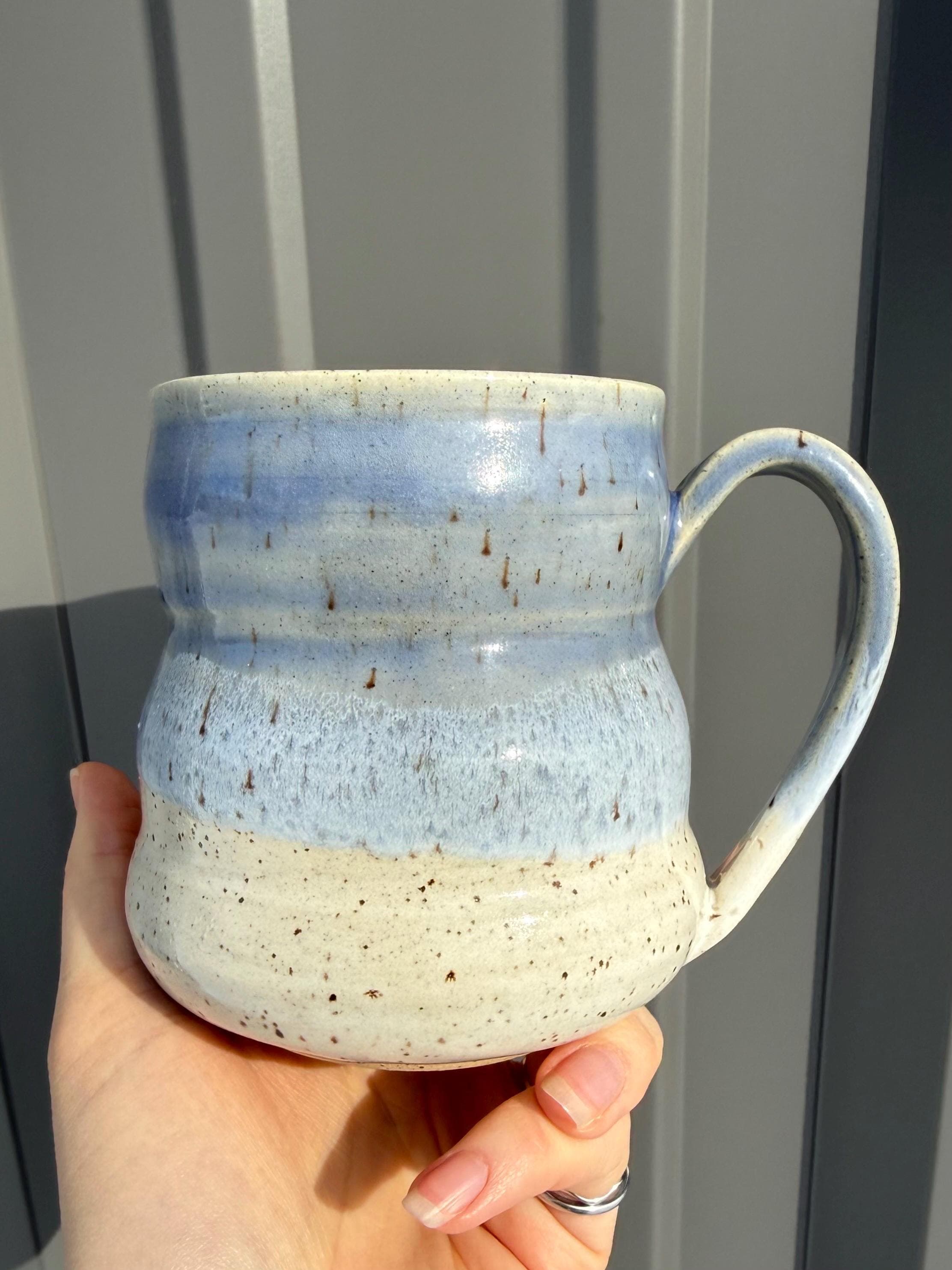 Blue and White Bubble Mug Handmade