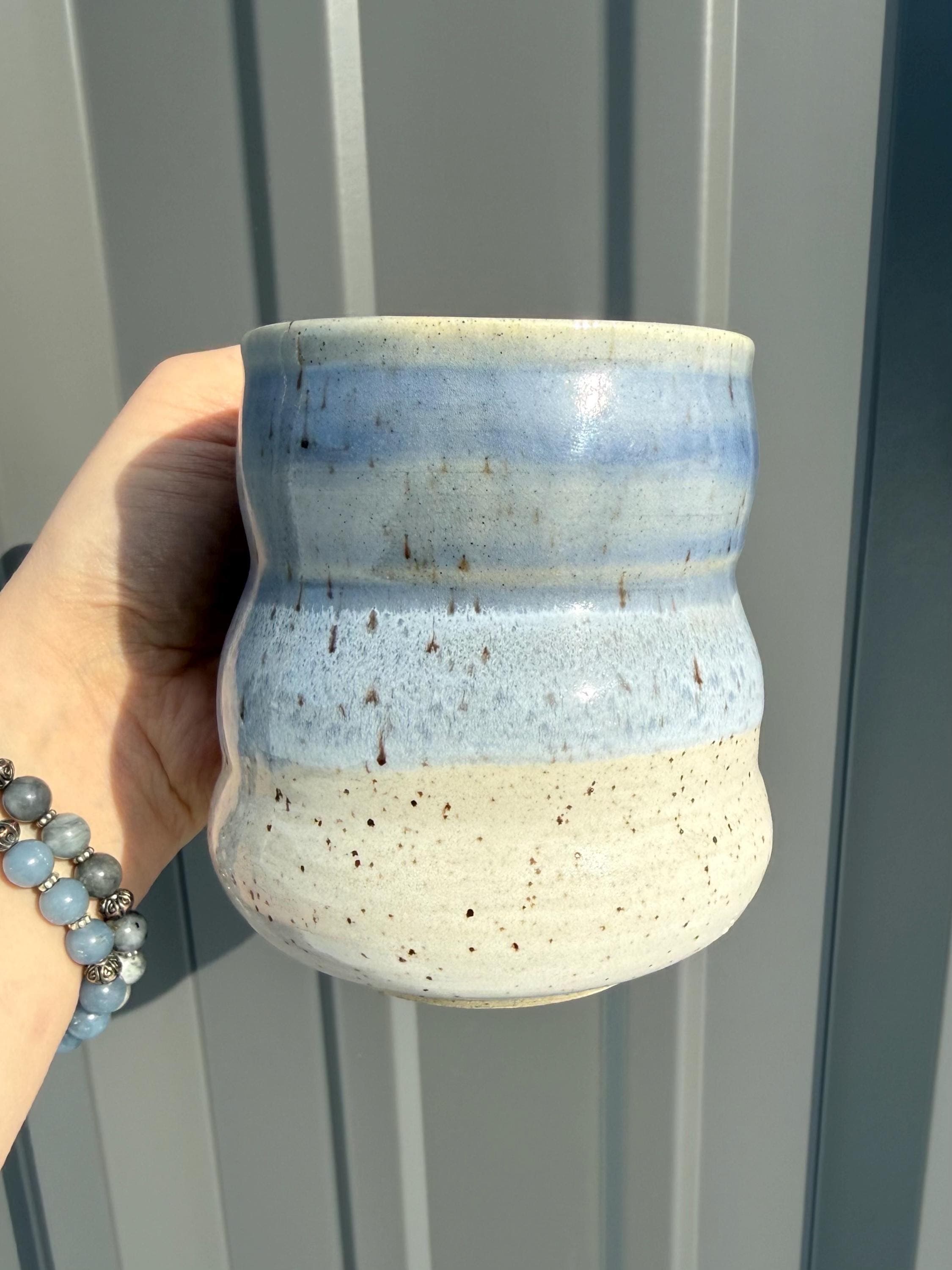 Blue and White Bubble Mug Handmade