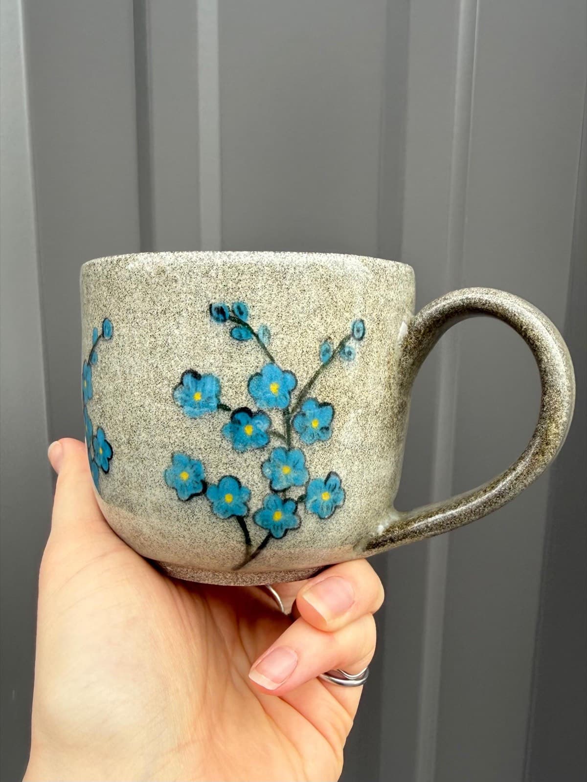 Hand Painted Forget Me Not Ceramic Mug