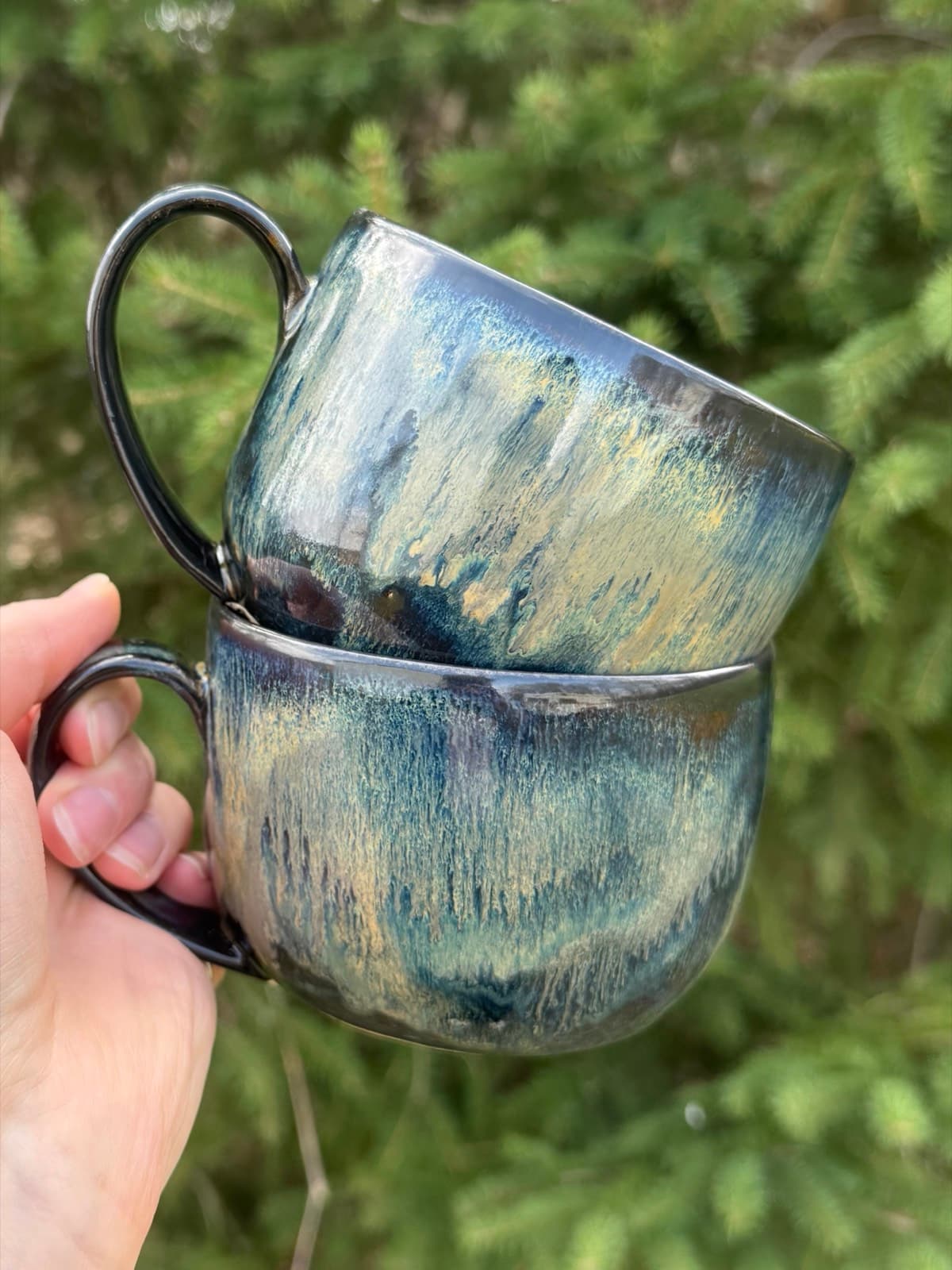 Waterfall red iron oxide teacup